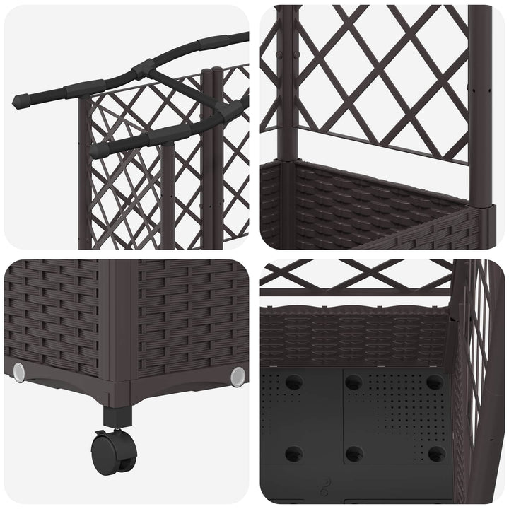 Hævet Bed med Trellis og Tag Brun 203,5 x 40 x 129 cm PP