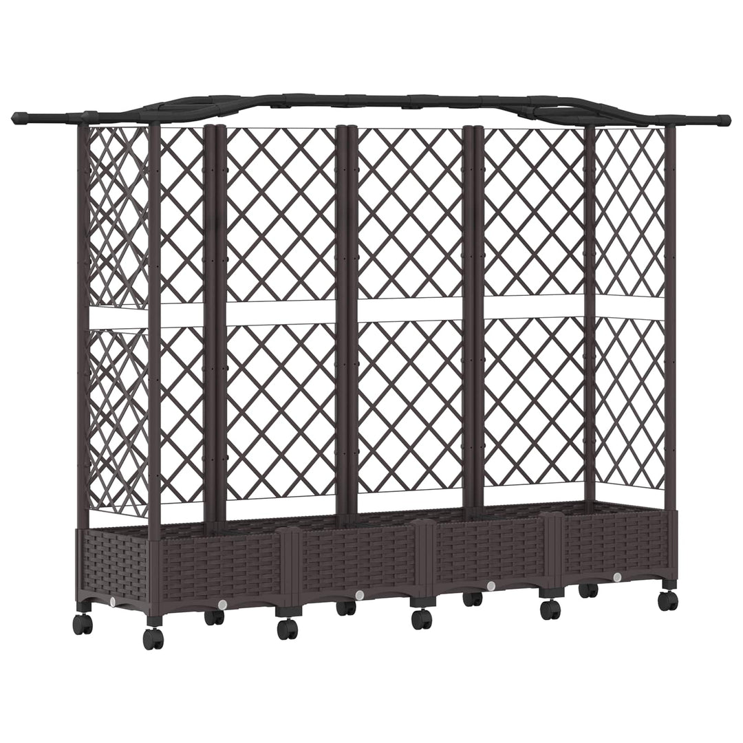 Hævet Bed med Trellis og Tag Brun 203,5 x 40 x 129 cm PP