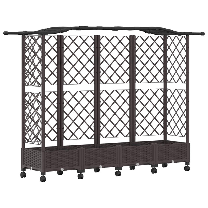 Hævet Bed med Trellis og Tag Brun 203,5 x 40 x 129 cm PP