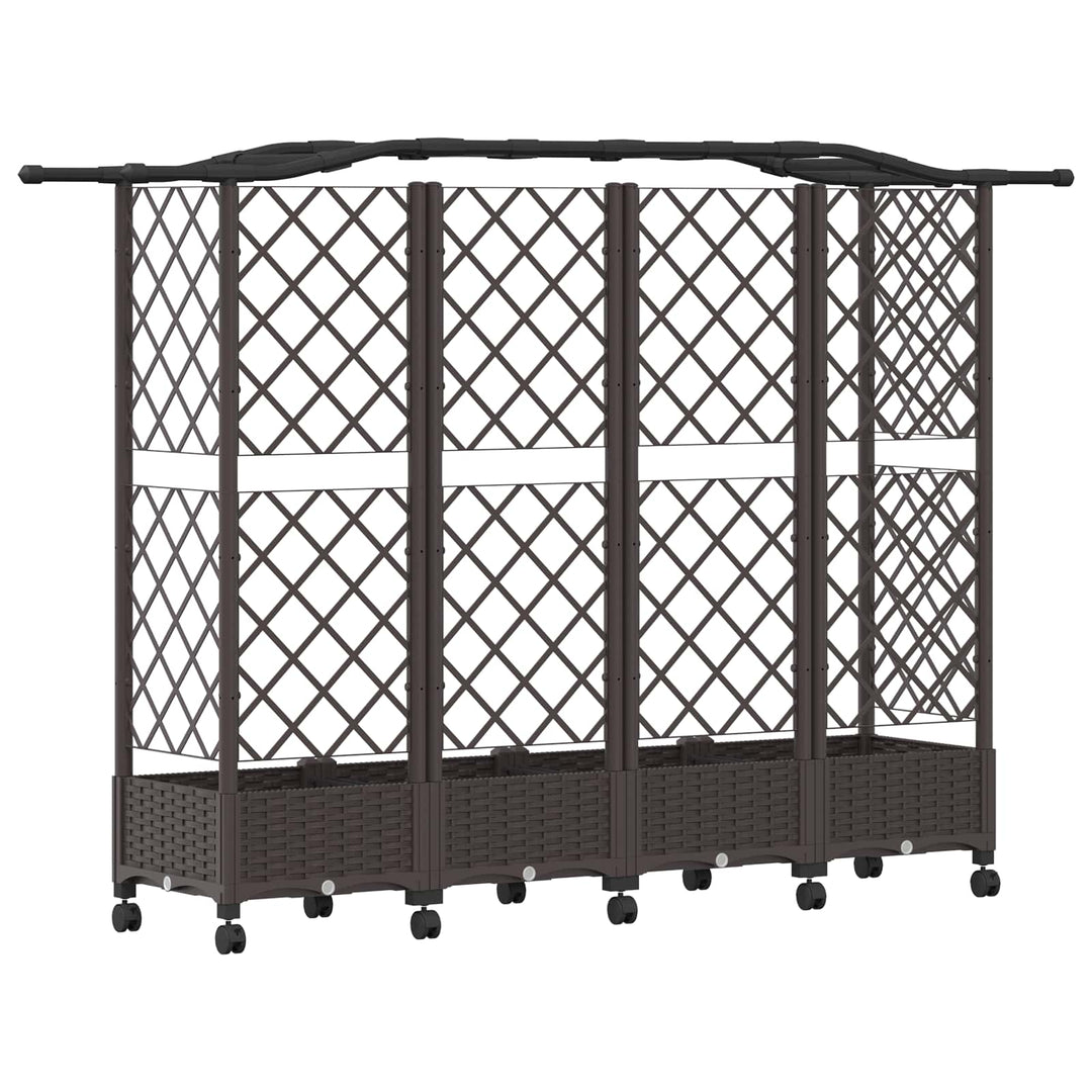 Hævet Bed med Trellis og Tag Brun 203,5 x 40 x 129 cm PP