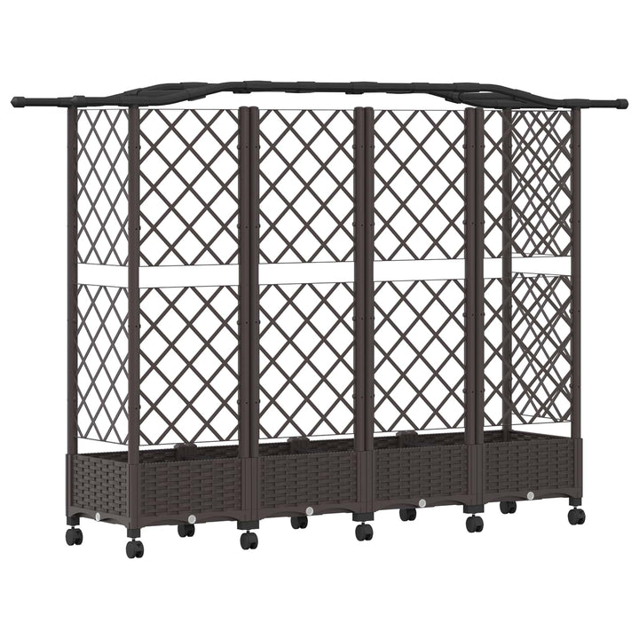 Hævet Bed med Trellis og Tag Brun 203,5 x 40 x 129 cm PP