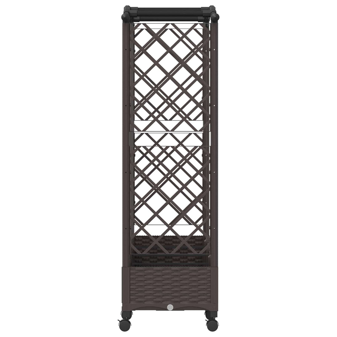 Hævet Bed med Trellis og Tag Brun 203,5 x 40 x 129 cm PP