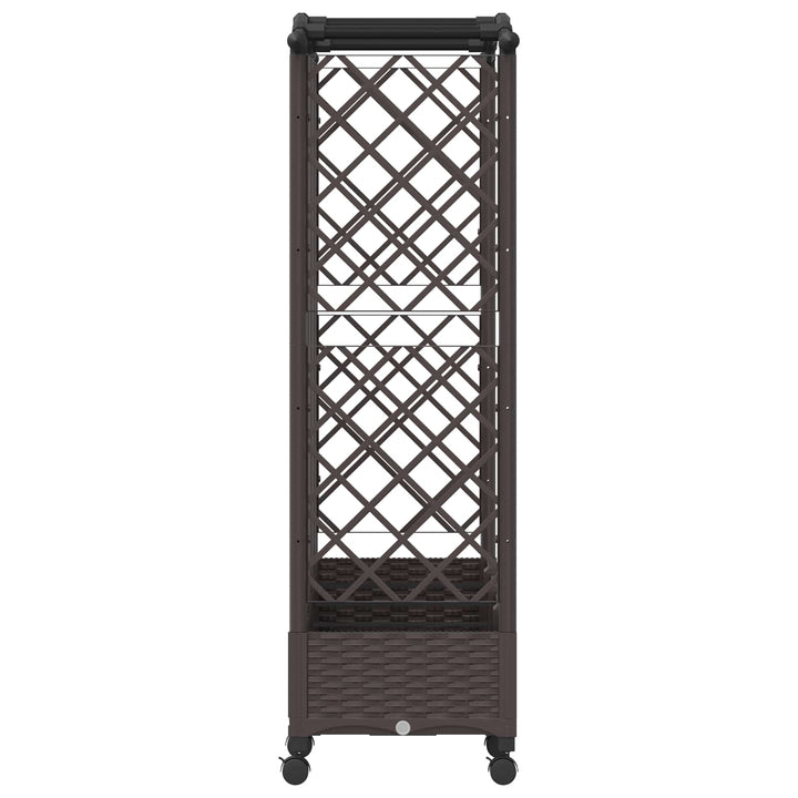 Hævet Bed med Trellis og Tag Brun 203,5 x 40 x 129 cm PP