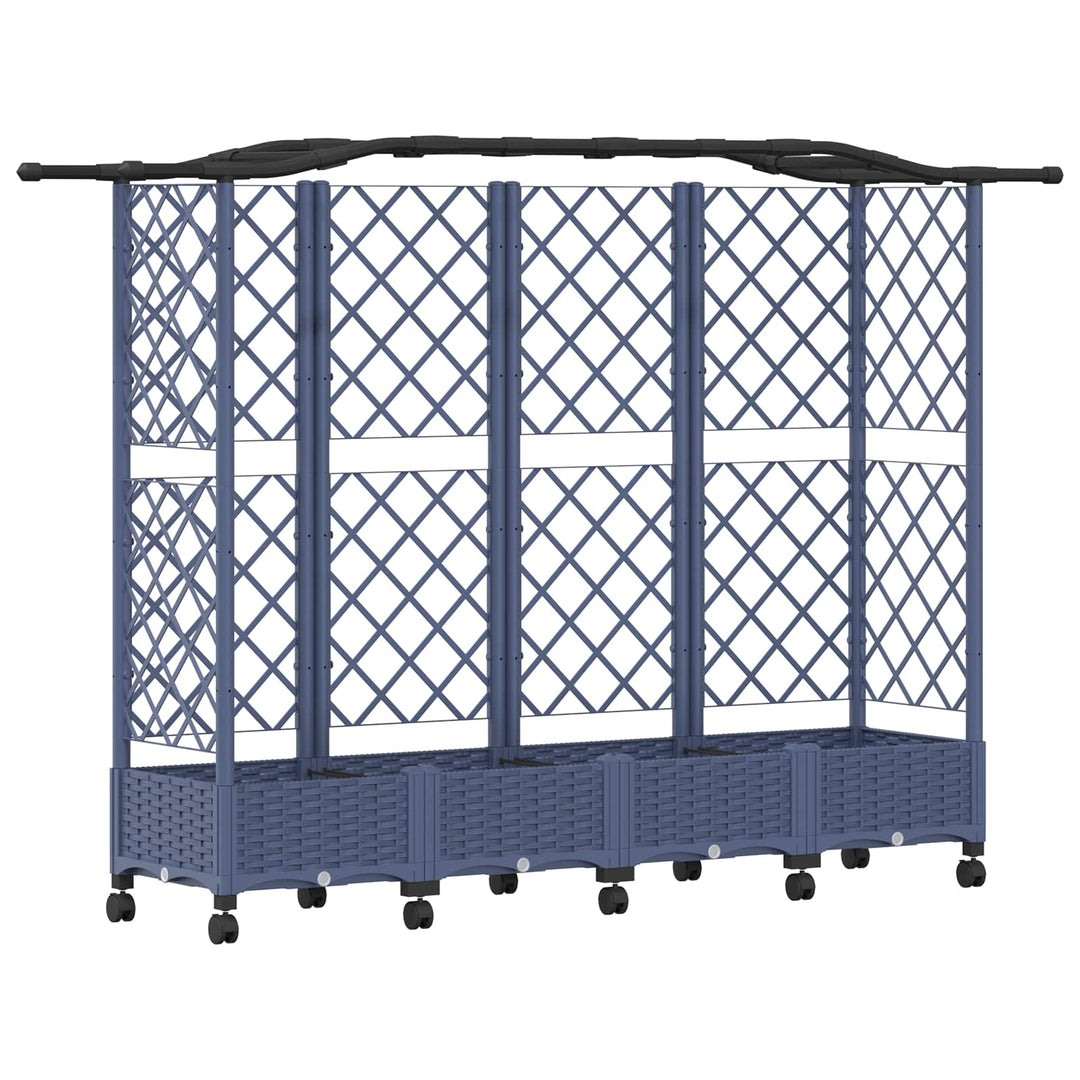 Hævet Bed med Trellis og Tag Grå 203,5 x 40 x 129 cm PP
