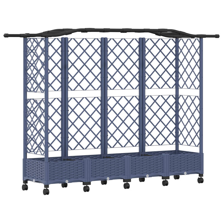 Hævet Bed med Trellis og Tag Grå 203,5 x 40 x 129 cm PP