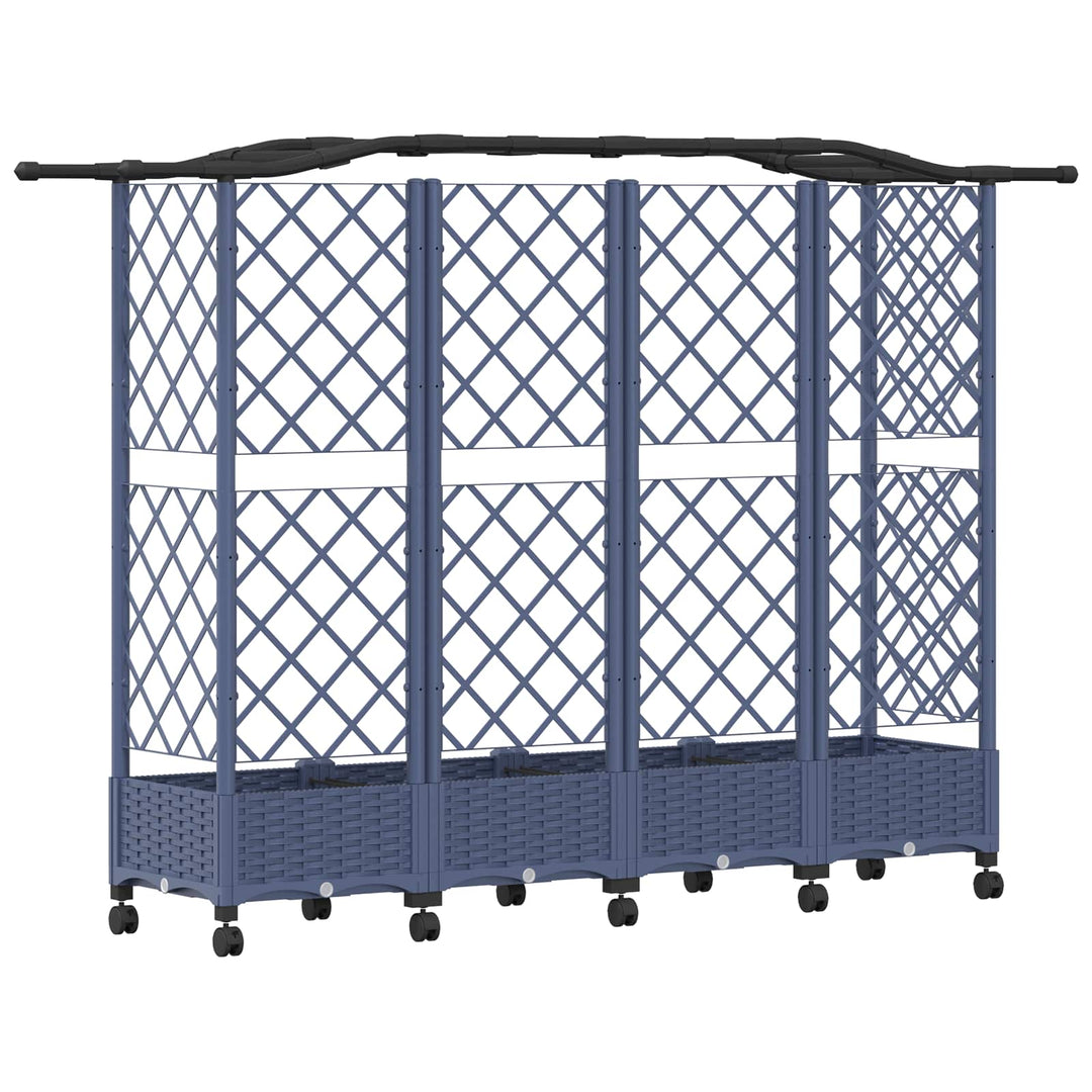 Hævet Bed med Trellis og Tag Grå 203,5 x 40 x 129 cm PP
