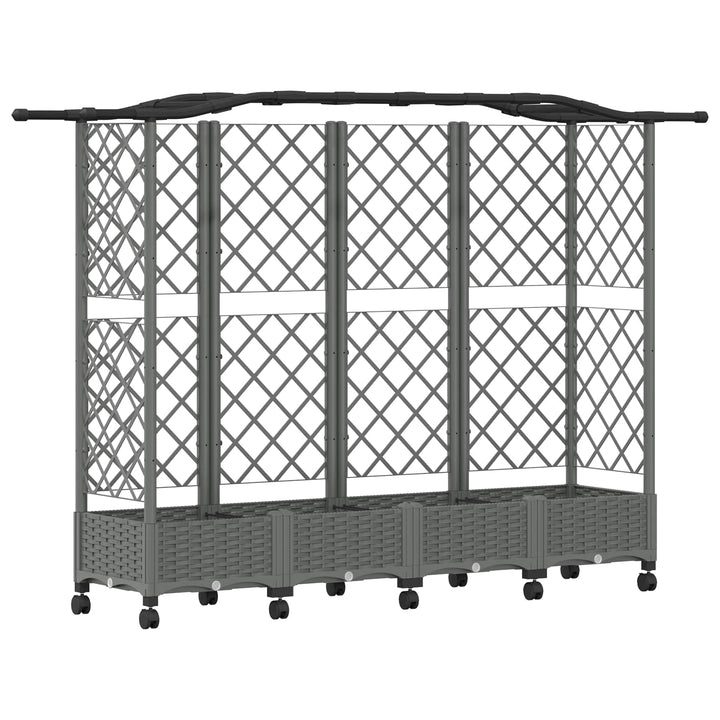 Hævet Bed med Trellis og Tag Lysegrå 203,5 x 40 x 129 cm PP