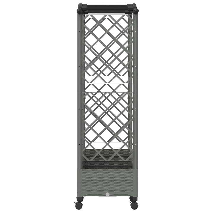 Hævet Bed med Trellis og Tag Lysegrå 203,5 x 40 x 129 cm PP