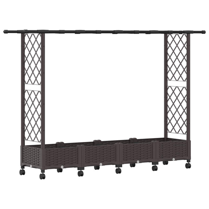 Hævet Bed med Trellis og Tag Brun 203 x 40 x 127 cm PP
