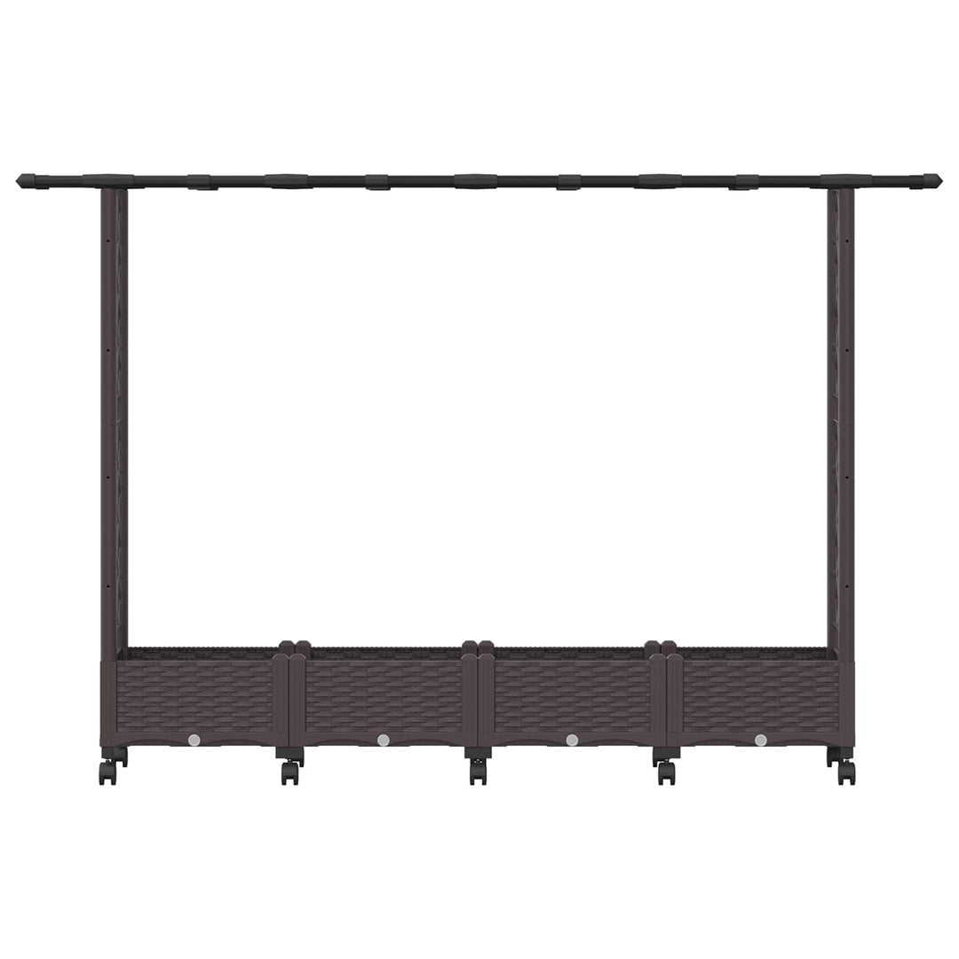 Hævet Bed med Trellis og Tag Brun 203 x 40 x 127 cm PP