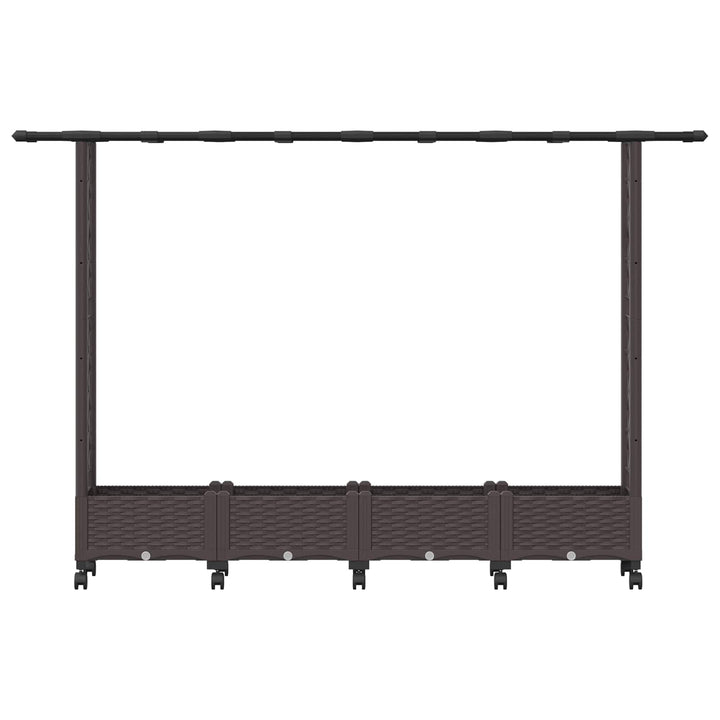 Hævet Bed med Trellis og Tag Brun 203 x 40 x 127 cm PP
