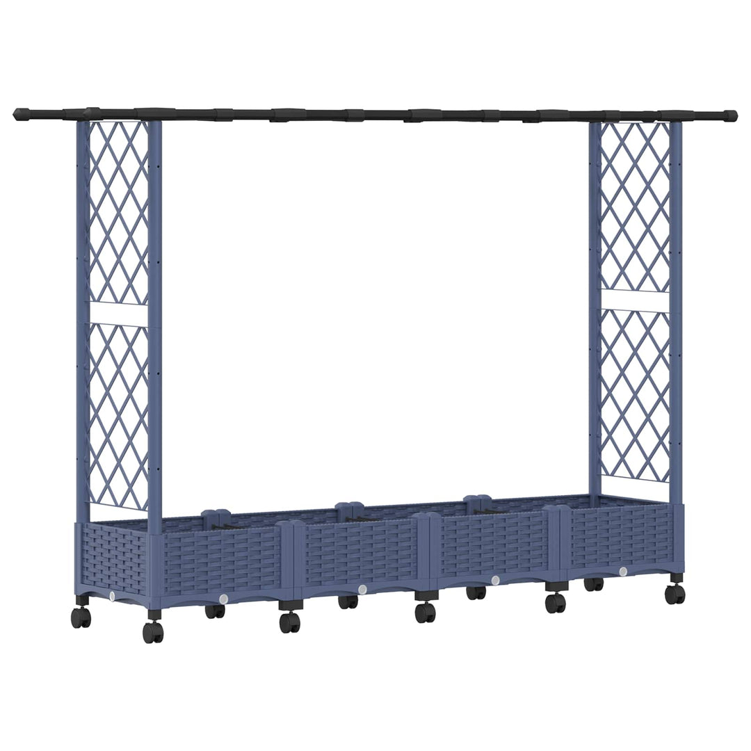 Hævet Bed med Trellis og Tag Grå 203 x 40 x 127 cm PP