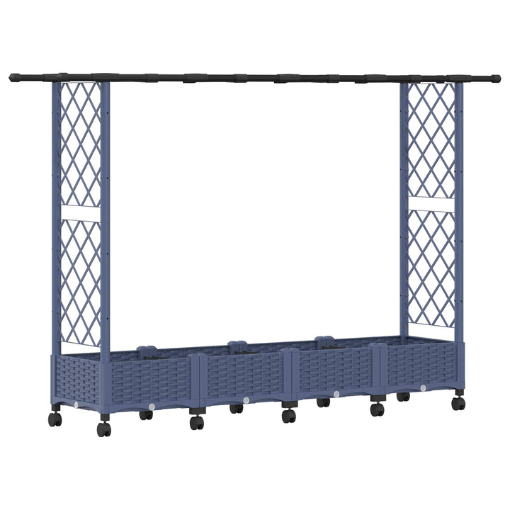 Hævet Bed med Trellis og Tag Grå 203 x 40 x 127 cm PP