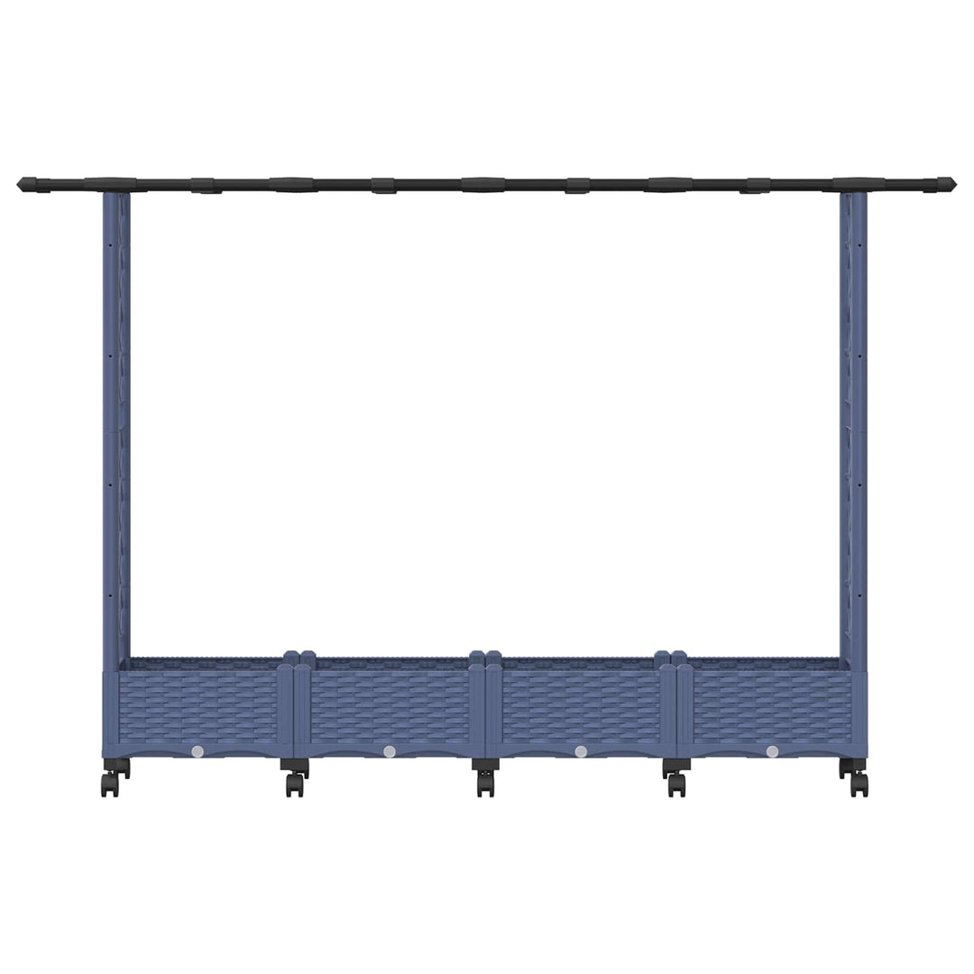 Hævet Bed med Trellis og Tag Grå 203 x 40 x 127 cm PP