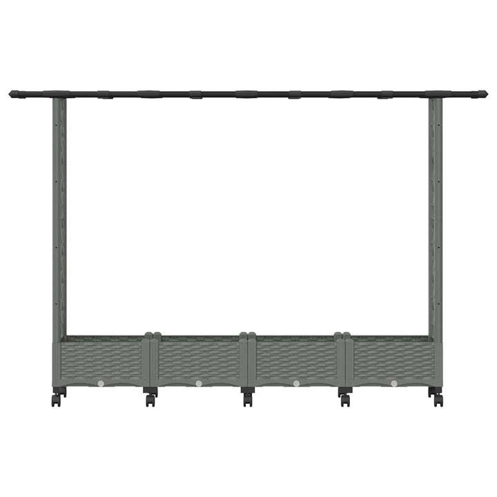 Hævet Bed med Trellis og Tag Lysegrå 203 x 40 x 127 cm PP
