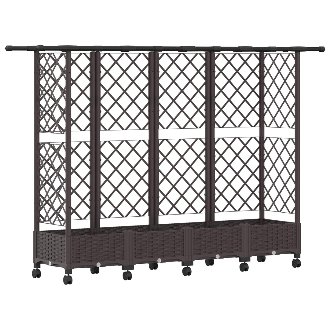 Hævet Bed med Trellis og Tag Brun 202,5 x 40 x 127 cm PP