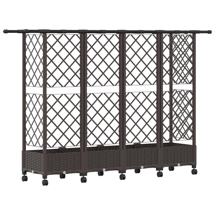 Hævet Bed med Trellis og Tag Brun 202,5 x 40 x 127 cm PP