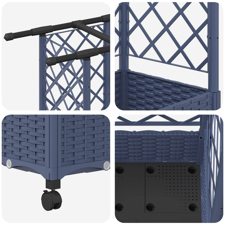 Hævet Bed med Trellis og Tag Grå 202,5 x 40 x 127 cm PP