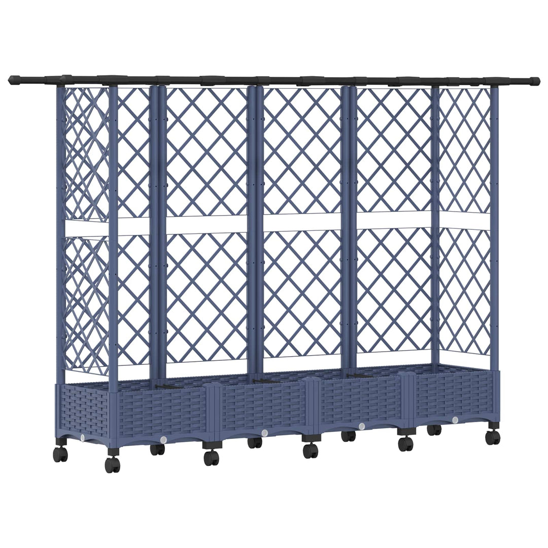 Hævet Bed med Trellis og Tag Grå 202,5 x 40 x 127 cm PP