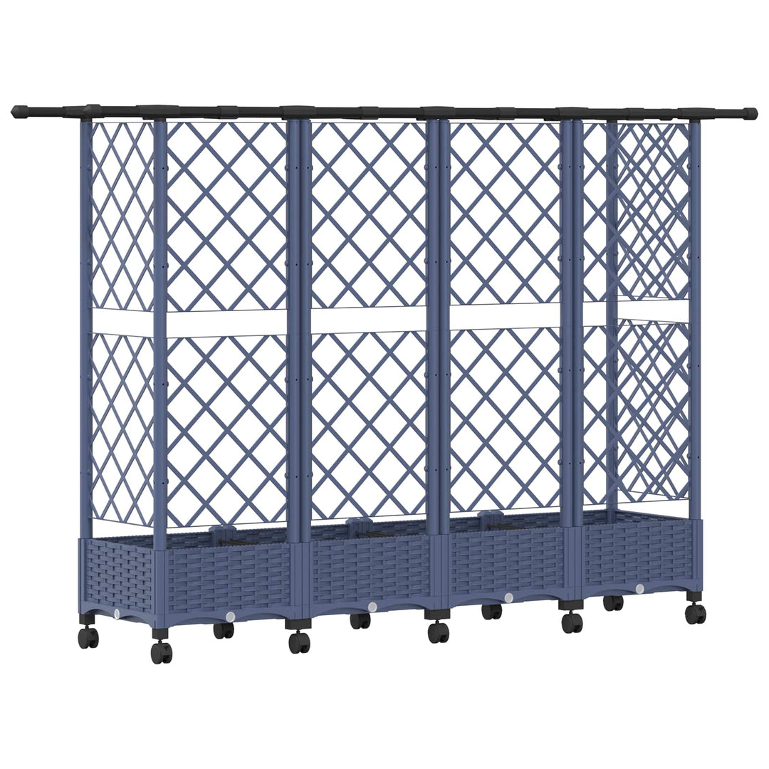 Hævet Bed med Trellis og Tag Grå 202,5 x 40 x 127 cm PP