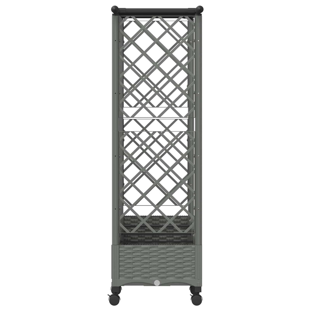 Hævet Bed med Trellis og Tag Lysegrå 202,5 x 40 x 127 cm PP