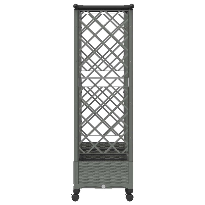 Hævet Bed med Trellis og Tag Lysegrå 202,5 x 40 x 127 cm PP