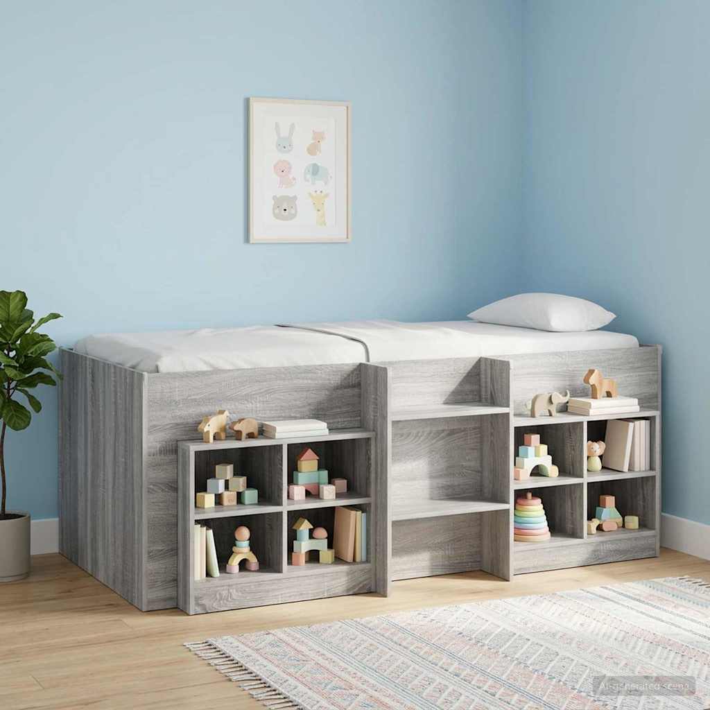 Børns høje sengestel 2 pcs Grå Sonoma 203 x 101,1 x 68,5 cm
