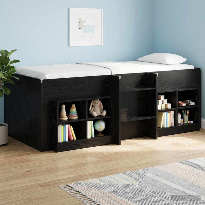 Børns høje sengestel 2 pcs Sort eg 90 x 200 cm Konstrueret træ