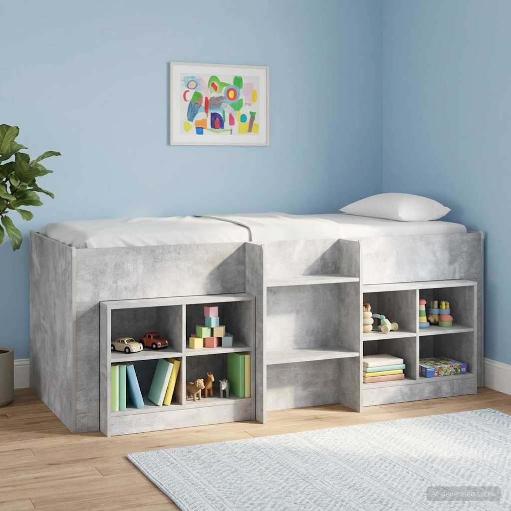 Børns høje sengestel 2 pcs Betongrå 90 x 200 cm Konstrueret træ