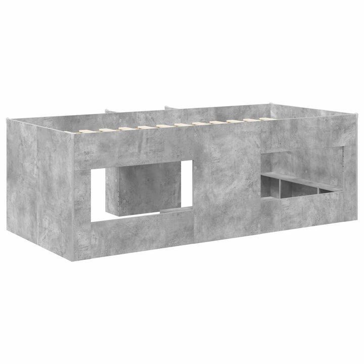 Børns høje sengestel 2 pcs Betongrå 90 x 200 cm Konstrueret træ
