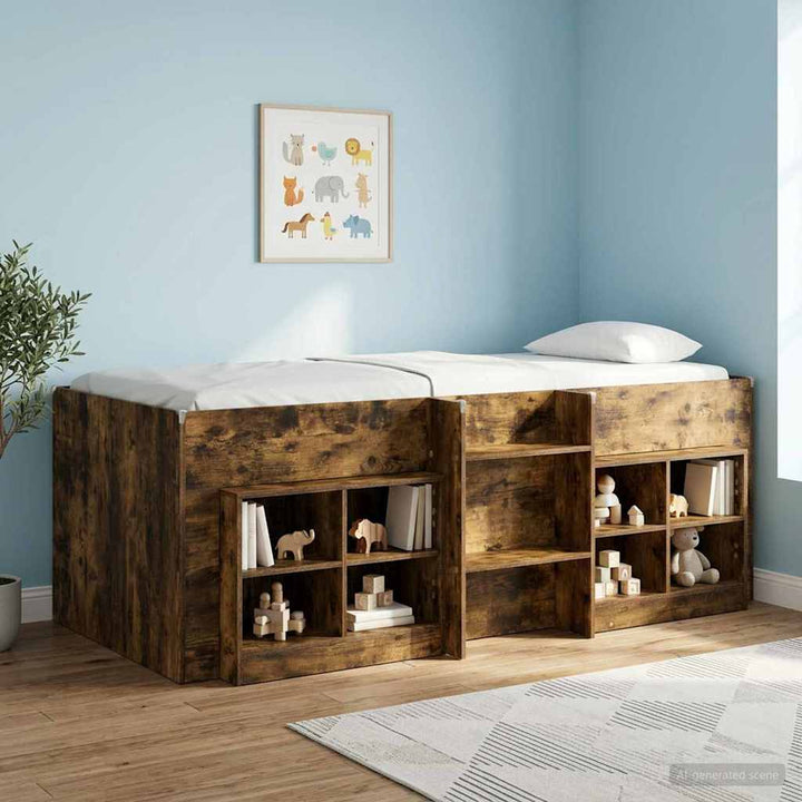 Børns høje sengestel 2 pcs Røget eg 90 x 200 cm Konstrueret træ