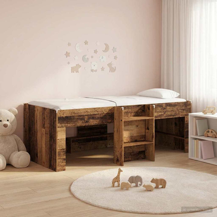 Børns høje sengestel 2 pcs Gammelt træ 90 x 200 cm