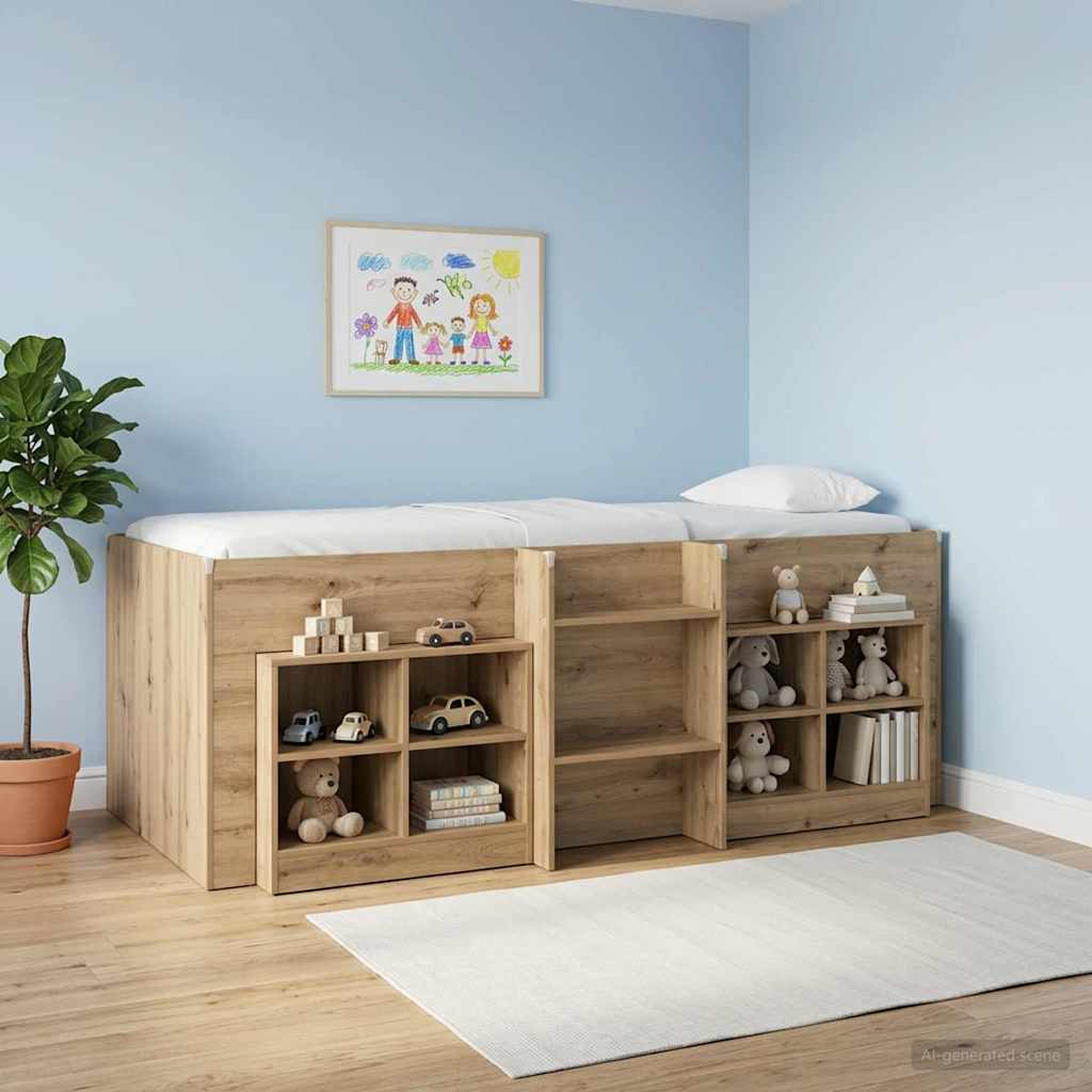 Børns høje sengestel 2 pcs Artisan-eg 90 x 200 cm