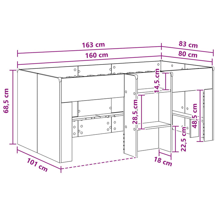 Børns høje sengestel 2 pcs Hvid 163 x 101,1 x 68,5 cm