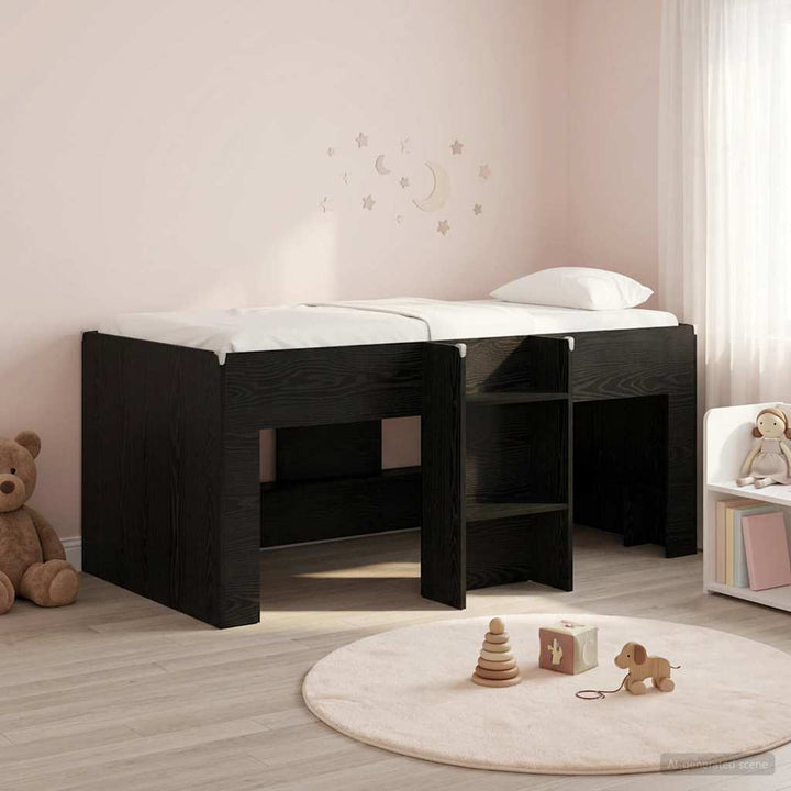 Børns høje sengestel 2 pcs Sort eg 163 x 101,1 x 68,5 cm