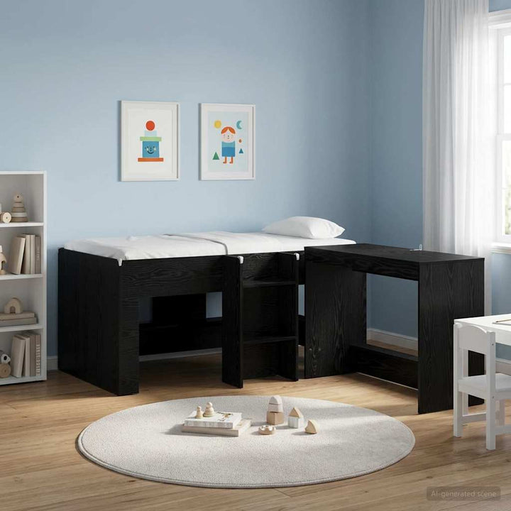 Børns høje sengestel 2 pcs Sort eg 163 x 101,1 x 68,5 cm