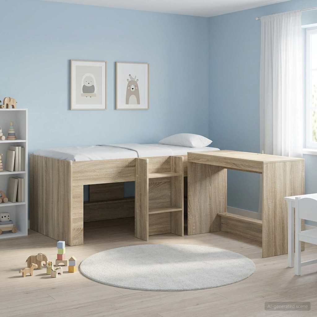 Børns høje sengestel 2 pcs Sonoma-eg 163 x 101,1 x 68,5 cm