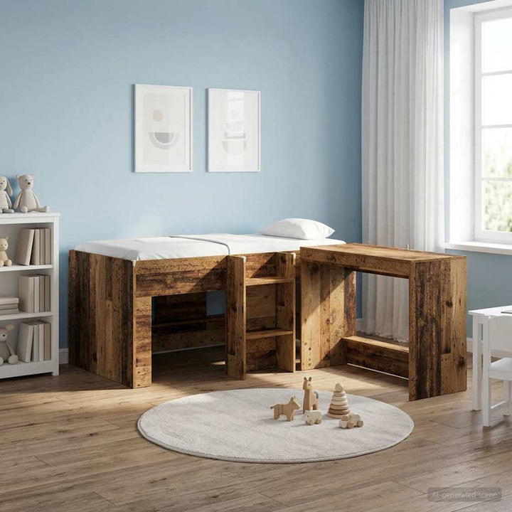 Børns høje sengestel 2 pcs Gammelt træ 163 x 101,1 x 68,5 cm