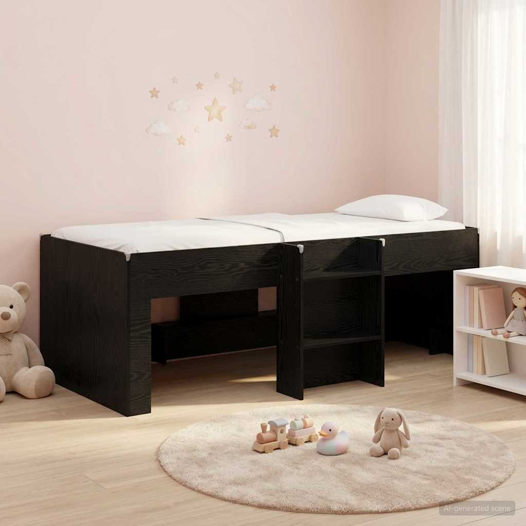 Børns høje sengestel 2 pcs Sort eg 90 x 190 cm Konstrueret træ