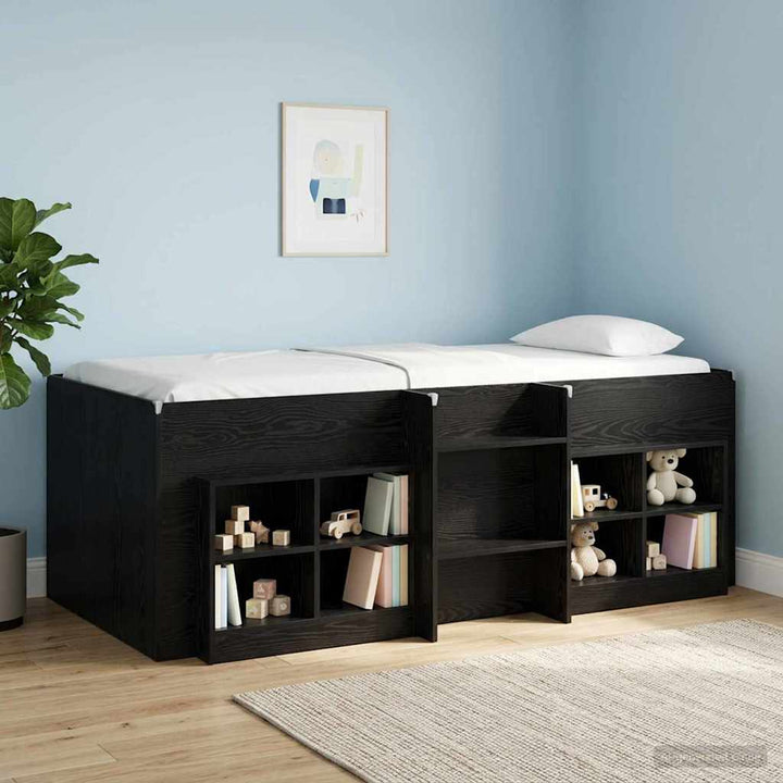 Børns høje sengestel 2 pcs Sort eg 90 x 190 cm Konstrueret træ