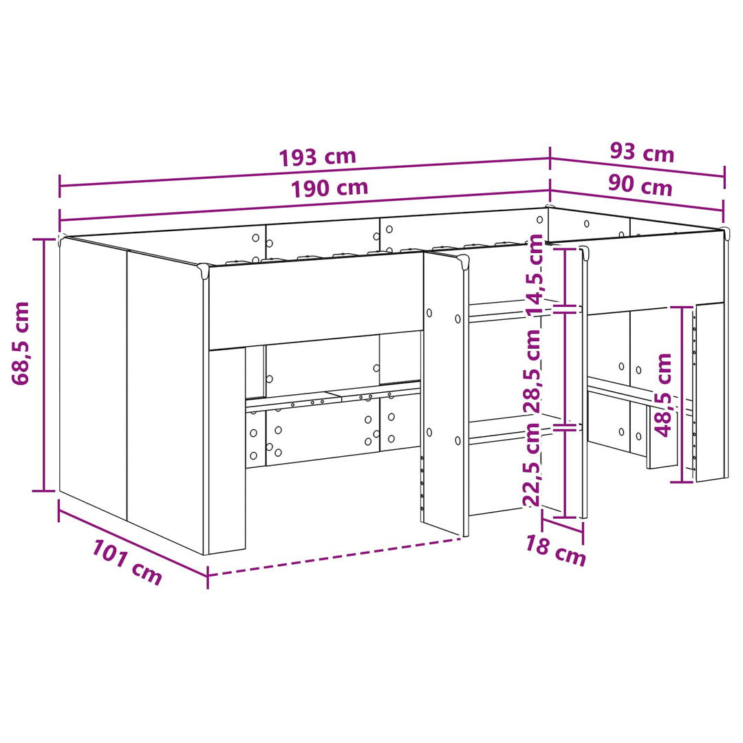 Børns høje sengestel 2 pcs Sort eg 90 x 190 cm Konstrueret træ