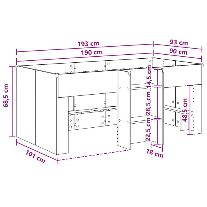 Børns høje sengestel 2 pcs Sonoma-eg 90 x 190 cm