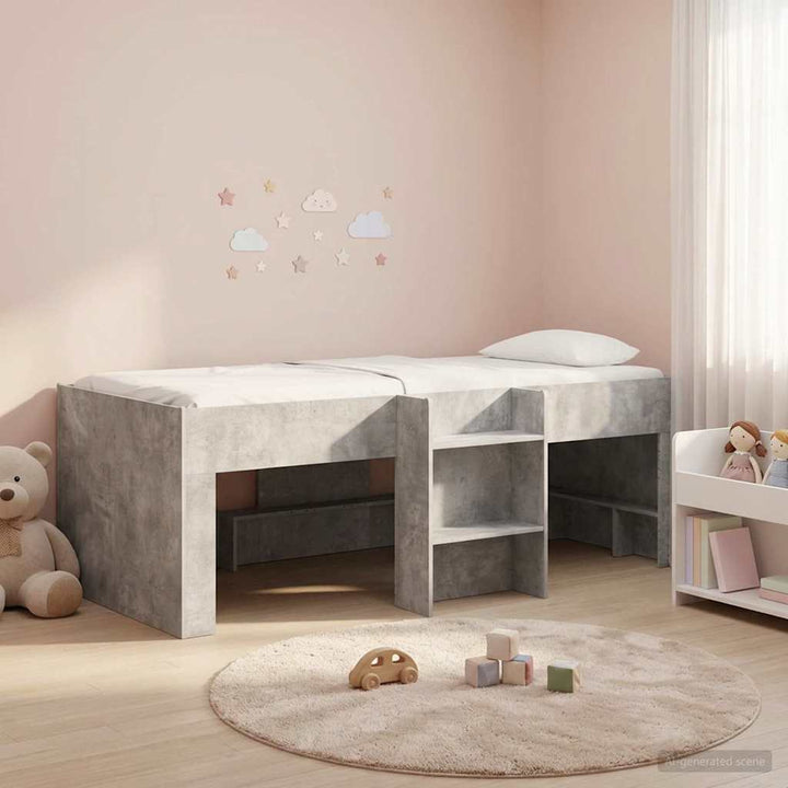 Børns høje sengestel 2 pcs Betongrå 90 x 190 cm Konstrueret træ
