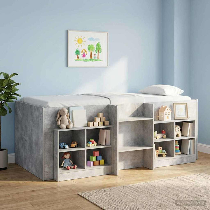 Børns høje sengestel 2 pcs Betongrå 90 x 190 cm Konstrueret træ