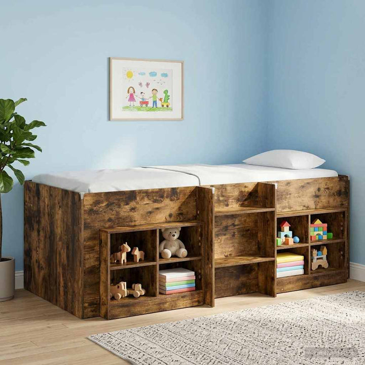 Børns høje sengestel 2 pcs Røget eg 90 x 190 cm Konstrueret træ