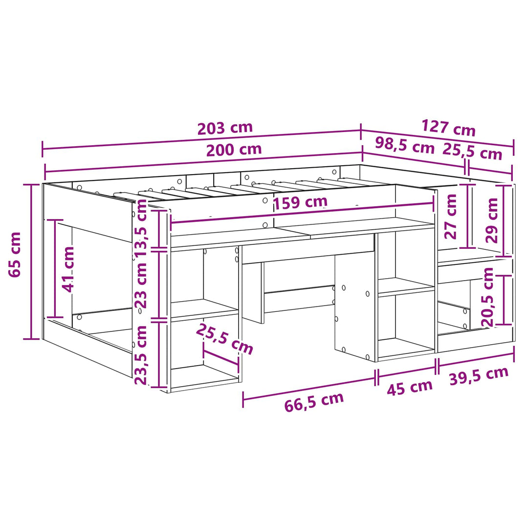 Børneseng med opbevaring Grå Sonoma 98,5 x 200 cm