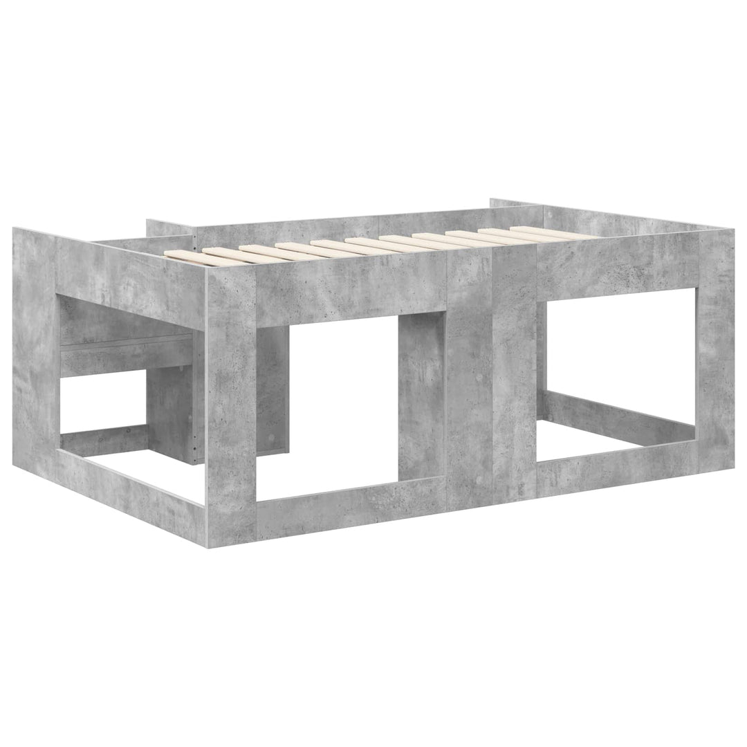 Børneseng med opbevaring Betongrå 80 x 160 cm Konstrueret træ