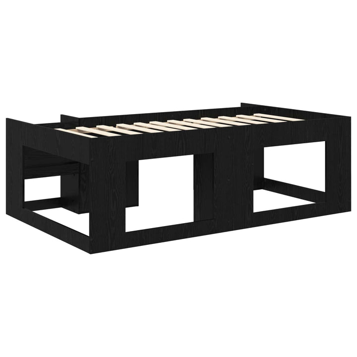 Børneseng med opbevaring Sort eg 90 x 190 cm Konstrueret træ