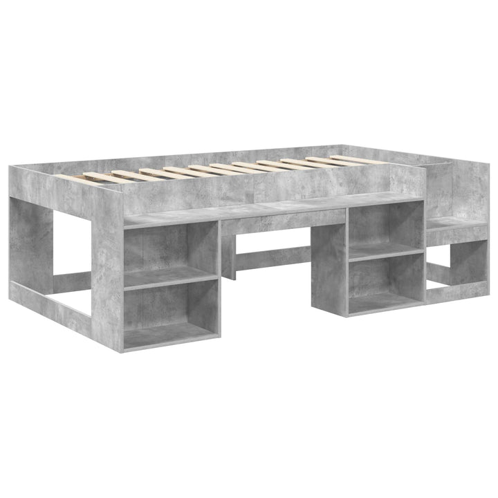 Børneseng med opbevaring Betongrå 90 x 190 cm Konstrueret træ