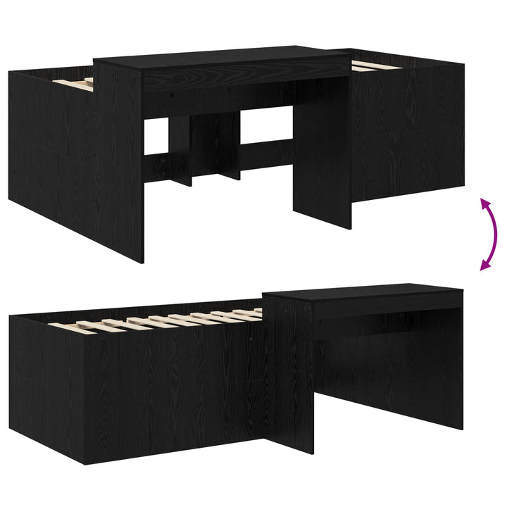 Børneseng med skrivebord Sort 80 x 200 cm Konstrueret træ